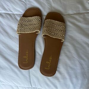 Lulu's Brown and Cream Woven Sandals